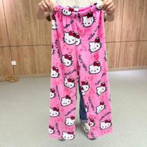 Pijama Feminino de Flanela Hello Kitty - Halloween Kawaii - Calças para Casa