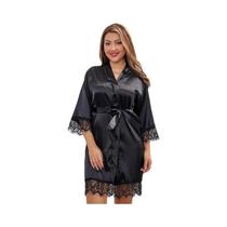 Pijama Feminino De Seda Gelada Vermelho Preto Robe L Xl Renda Suave E Confortável Camisola Casual