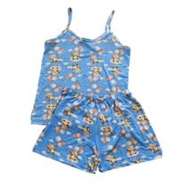 Pijama Feminino em Suede Short Doll Alça
