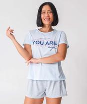 Pijama Feminino Estampa Frase Marisa Azul-88077 Pijama Feminino Estampa Frase Marisa Azul-88077