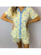 Pijama Feminino Estampado Adulto Baby Doll Roupa De Dormir Com Botões Amamentação