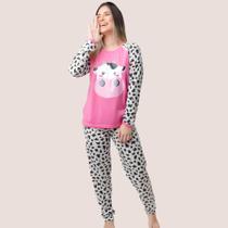 Pijama Feminino Estampado Diones Com Calça E Camiseta Manga Longa