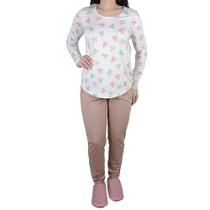 Pijama Feminino Feminino Lezi Coração Bege - 300930 Pijama Feminino Feminino Lezi Coração Bege - 300930