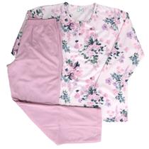 Pijama feminino flanelado camisa manga longa e calça rosemari 14180 p/gg