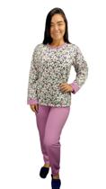 Pijama Feminino Flanelado Fechado Macio e confortavel de Frio primavera inverno moletinho plush - Pijamas Viçosa