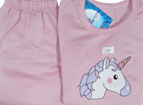 Pijama Feminino Flanelado Grosso Unicornio / Gato Nº 4 Ao 8