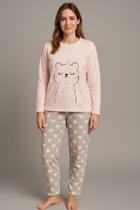 Pijama Feminino Fleece Plush Pelinhos Quentinho Inverno Frio
