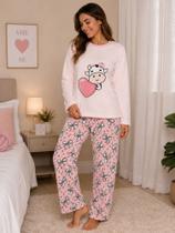 Pijama Feminino Fleece Plush Pelinhos Quentinho Inverno Frio