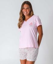 Pijama Feminino Flores Botões Marisa Rosa-70057