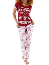 Pijama Feminino Harry Potter Quadribol Vinho e Branco XXG Pijama Feminino Harry Potter Quadribol Vinho e Branco XXG