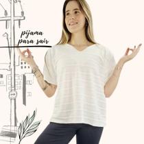Pijama Feminino Homewear Preguistê Multifuncional Ocasional Bohô Branco e Preto Pijama Feminino Homewear Preguistê Multifuncional Ocasional Bohô Branco e Preto