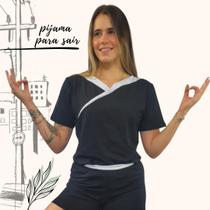 Pijama Feminino Homewear Preguistê Multifuncional Ocasional Hoje Preto e Branco