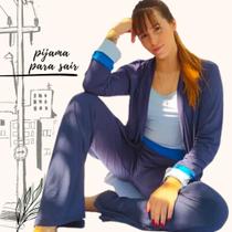 Pijama Feminino Homewear Preguistê Multifuncional Ocasional Incrível Marinho Azul Claro e Royal Pijama Feminino Homewear Preguistê Multifuncional Ocasional Incrível Marinho Azul Claro e Royal