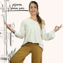 Pijama Feminino Homewear Preguistê Multifuncional Ocasional Intensa Off e camurça