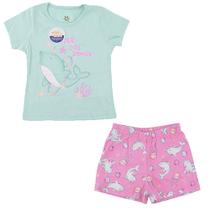 Pijama feminino Infantil Brandili Curto Brilha no Escuro - 25583004