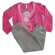 Pijama feminino infantil inverno moletim blusa calça malwee