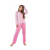Pijama Feminino Inverno Aberto com Botão 2021 Malha 40 a 48 Pijama Feminino Inverno Aberto com Botão 2021 Malha 40 a 48