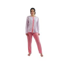 Pijama Feminino Inverno Aberto com Botões 2021 Malha 50 a 54