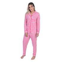 Pijama Feminino Inverno Adulto Americano Longo de Frio Malha - Cia da Seda