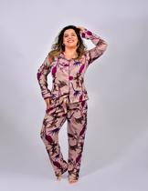 Pijama Feminino Inverno Blusa E Calça Malha Tricô - 2061