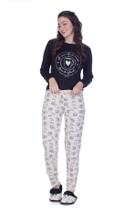 Pijama Feminino Inverno Estampa Café