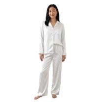 Pijama Feminino Inverno Silk Cetim Luxo 100% Poliester Organiky Moda Cor:BrancoTamanho:P
