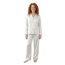Pijama Feminino Inverno Silk Cetim Luxo 100% Poliester Organiky Moda Cor:BrancoTamanho:P Pijama Feminino Inverno Silk Cetim Luxo 100% Poliester Organiky Moda Cor:BrancoTamanho:P