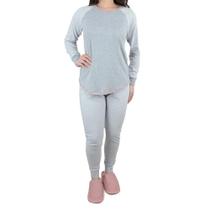 Pijama Feminino Lezi Longo Malha Listrado Cinza - 300730 Pijama Feminino Lezi Longo Malha Listrado Cinza - 300730