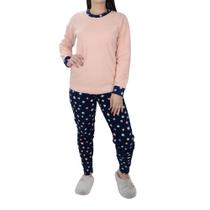 Pijama Feminino Lezi Soft Salmão Marinho - 300790 Pijama Feminino Lezi Soft Salmão Marinho - 300790