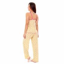 Pijama Feminino Liganete Amarelo Alcinha Calça Estampado