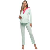 Pijama Feminino Liso Gestante Botões pós Parto Amamentação - emanuel ecommerce