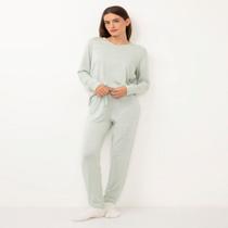 Pijama Feminino Liso Preto e Verde Basic+ Confortável