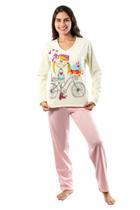 Pijama Feminino Longo Adulto Feminino Blusa e Calca Flanelad