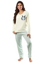 Pijama Feminino Longo Adulto Feminino Blusa e Calca Flanelad