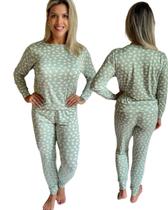 Pijama Feminino Longo Elegante de Inverno Suede