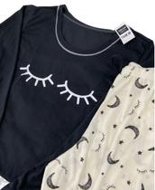 Pijama Feminino Longo Levinho Estrela Calça Universo Cílios Fofo Pijama Feminino Longo Levinho Estrela Calça Universo Cílios Fofo