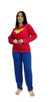 Pijama Feminino Longo Personagens Manga Comprida Pijama de Frio Inverno Adulto Juvenil Calça e Blusa