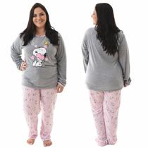 Pijama Feminino Longo Plus Size Inverno Frio Linda Morena