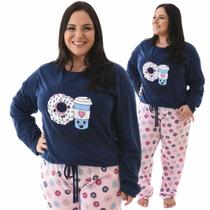 Pijama Feminino Longo Plus Size Inverno Frio Linda Morena - LINDA MORENNA