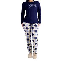 Pijama feminino longo xadrez caminho dos sonhos 1106