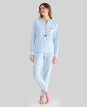 Pijama Feminino Macio com Estampa Floral Confortável Azul Celeste Lohe