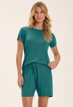 Pijama Feminino Manga Curta Bermuda Viscolycra Cor com Amor