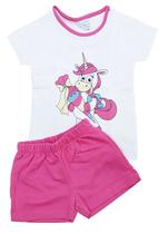 Pijama Feminino Manga Curta C/ Estampa Unicornio Algodão Nº 1 Ao 3