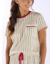 Pijama Feminino Manga Curta com Short Algodão Pzama 40534