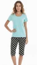 Pijama Feminino MANGA CURTA em algodão Com Capri CORSARIO P ao GG Pijama Feminino MANGA CURTA em algodão Com Capri CORSARIO P ao GG