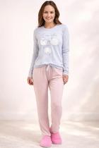 Pijama feminino manga longa algodão várias estampas p ao xgg Pijama feminino manga longa algodão várias estampas p ao xgg