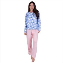 Pijama Feminino Manga Longa Comprido Inverno - Time Fitness