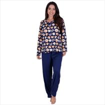 Pijama Feminino Manga Longa Comprido Inverno - Time Fitness