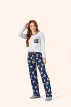 Pijama Feminino Manga Longa em Malha Mescla - Lua Encantada