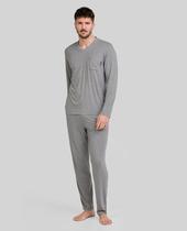 Pijama Feminino Modal com Decote em V Cinza Lohe Pijama Feminino Modal com Decote em V Cinza Lohe